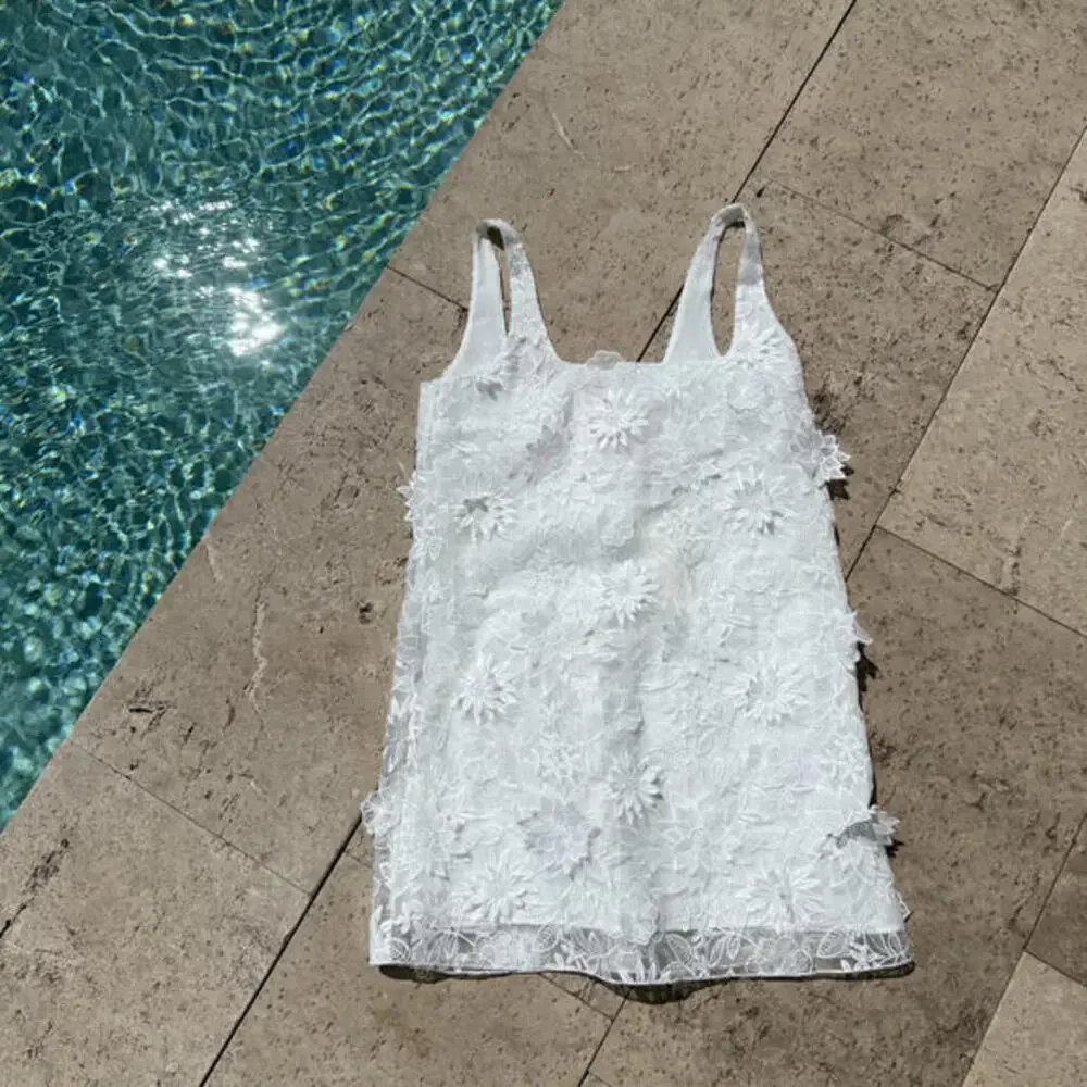 Loveshackfancy White Floral Applique Mini Dress Ellitia NWT